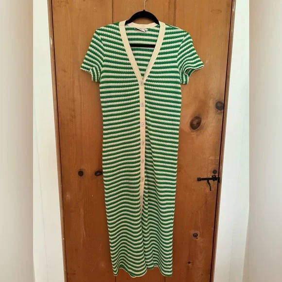mango green stripe dress Betsy & Adam Women's One-Shoulder Pleated Gown - Moss